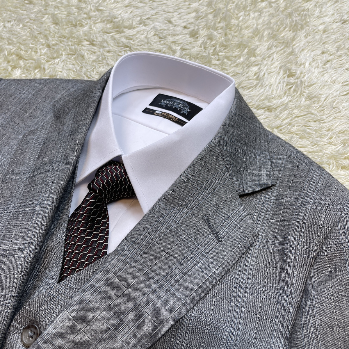 【極美品】ダンヒル dunhill【圧巻のスリーピース】スーツ セットアップ ロゴ裏地 チェック L位 BELGRAVIA FIT グレー ベスト ジレ 3ピース 極美品ダンヒル メンズファッション dunhill圧巻の 定価50万 希少ダンヒル ウール