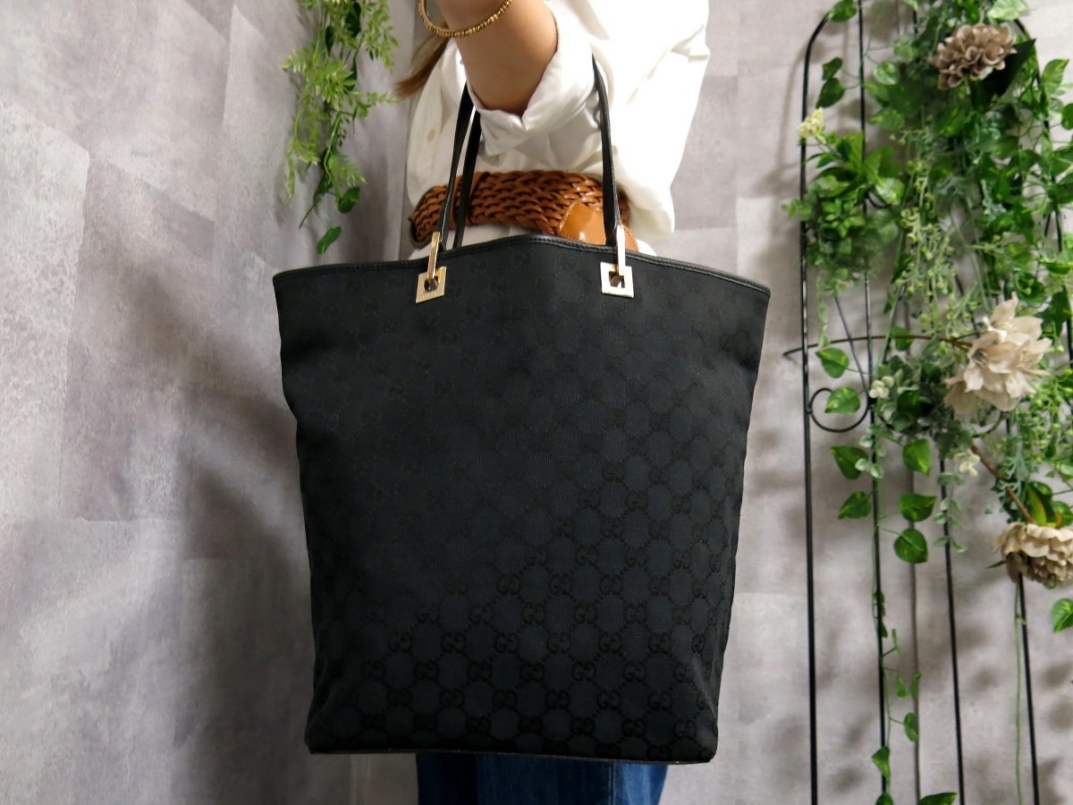 超美品○GUCCI グッチ○GG キャンバス カーフ レザー 本革○トート