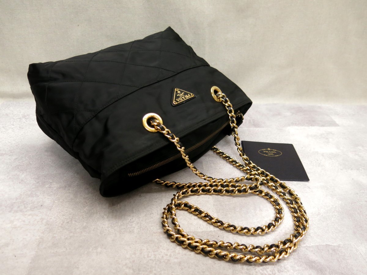 美品○PRADA プラダ○キルティング ポコノ ナイロン サフィアーノ 