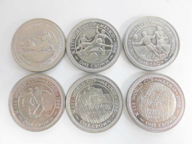 マン島 1クラウン 白銅貨 まとめて 6枚セット 1986年 メキシコワールド