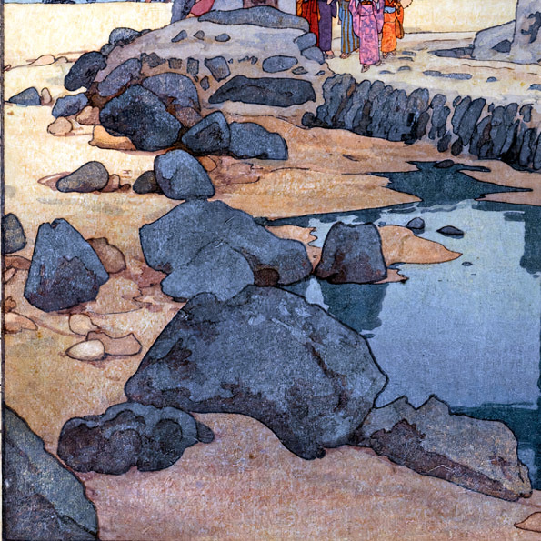 吉田博 版画 鼠ヶ関辨天島 昭和十四年 40x26.7cm 原寸サイズ 複製