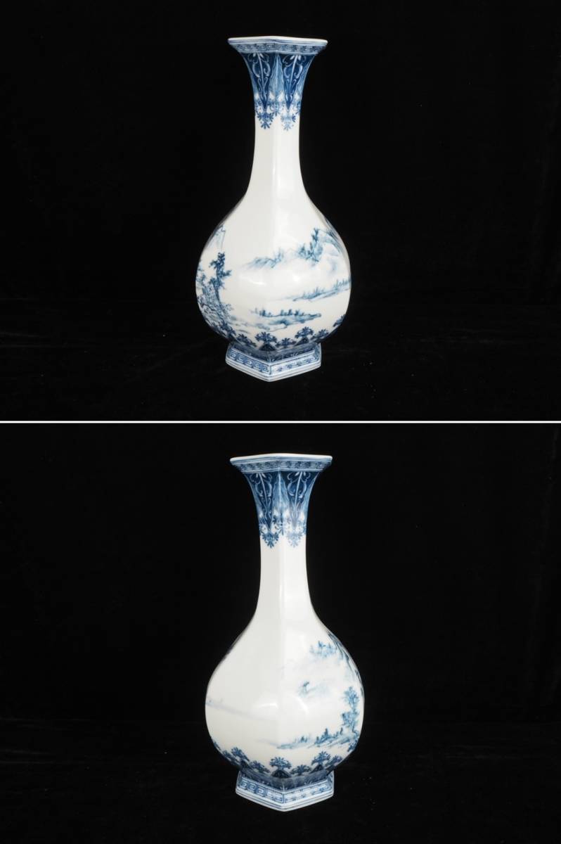 希少珍品！青緑 変形 花器 花入 花瓶 壺 飾壺 陶器 陶芸品 骨董