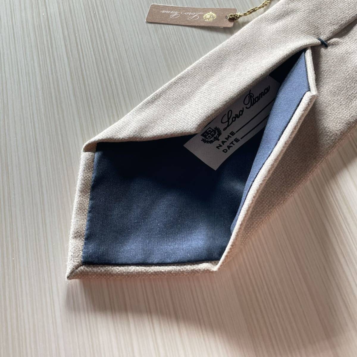 G26★未使用★極上カシミヤ100% ネクタイ ロロピアーナ Loro Piana カシミア ベージュ アイボリー スーツ Piana Loro ネクタイ ハイクオリティ 綾織 モンクレール