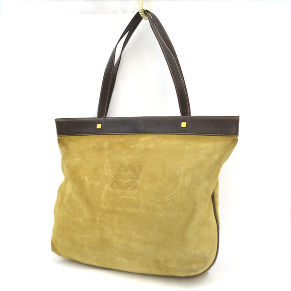 ☆ ロエベ トートバッグ アナグラム ブラウン スエードxレザー