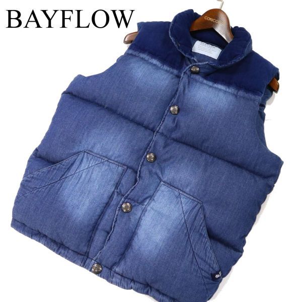 【限定SALE，人気】 BAYFLOW ベイフロー 秋冬 コーデュロイ切替 加工 インディゴ デニム ダウン ベスト Sz.3 メンズ G2T03247_9#N(Mサイズ)｜売買されたオークション情報、yahooの商品情報をアーカイブ公開 - オークファ Mサイズ