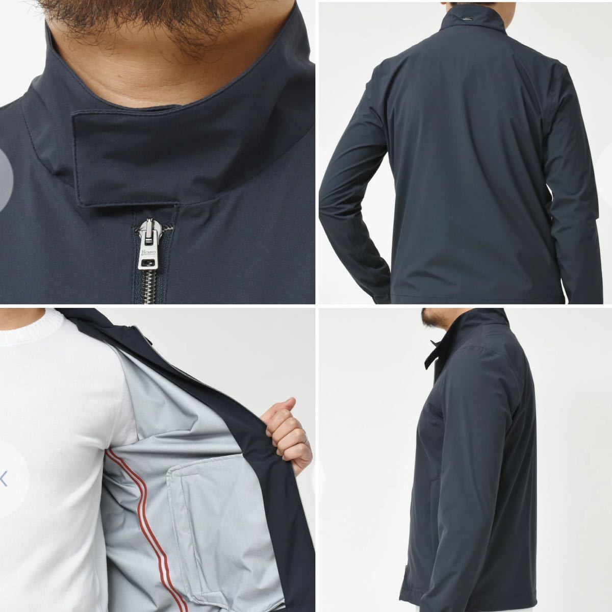 極美品 HERNO ヘルノ ライトアウター ZIPブルゾン ライダース 