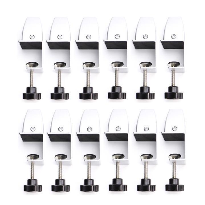 机上パーテーション クランプ式台座 シルバー 12個セット5-41mm厚対応 クランプ式 クリップ 固定金具 土台 台座 ベース デスク テーブル