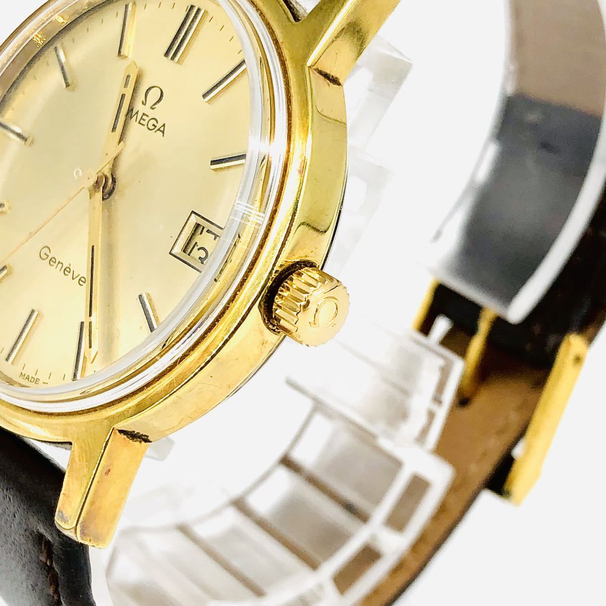 オメガ ジュネーブ 手巻き OMEGA | GP 革 Cal.625 ゴールド Geneve エレガントなオーバルケース ゴールド（腕時計）の通販 純正尾錠（GP）ゴールド文字盤 純正尾錠（GP）ゴールド文字 ジュネーブ（文字盤カラーゴールド）（メンズ腕時計 アン