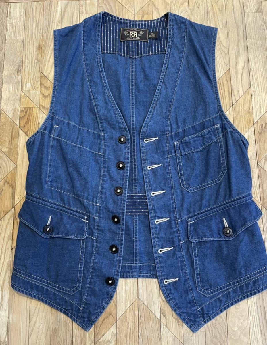 RRL ラルフローレン ダブルアールエル インディゴ ウォバッシュ ベスト 