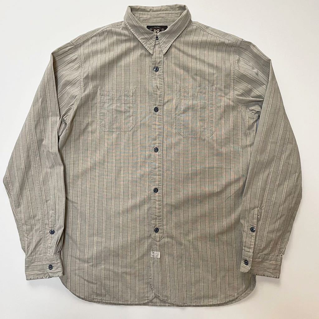 傑作】RRL “Striped Work Shirt” M ワーク シャツ ストライプ ブルー