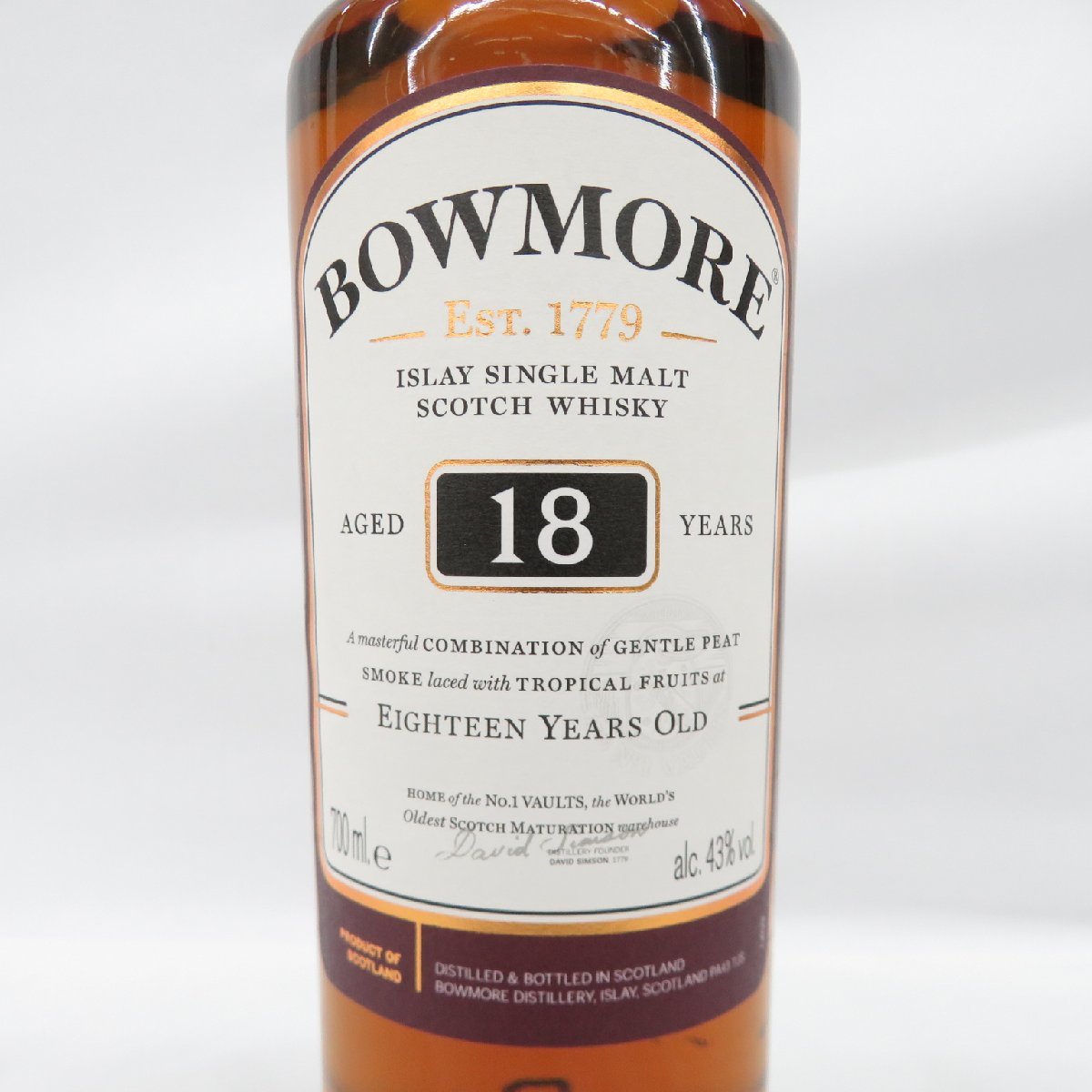 未開栓】BOWMORE ボウモア 18年 シングルモルト ウイスキー 700ml 43 