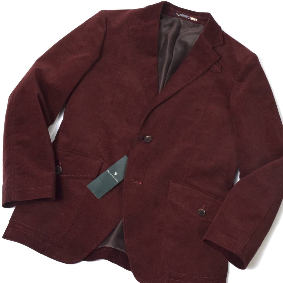 新品4.7万 THE SCOTCH HOUSE スコッチハウス 秋冬 ストレッチ ベルベット ベロア テーラードジャケット S ワイン