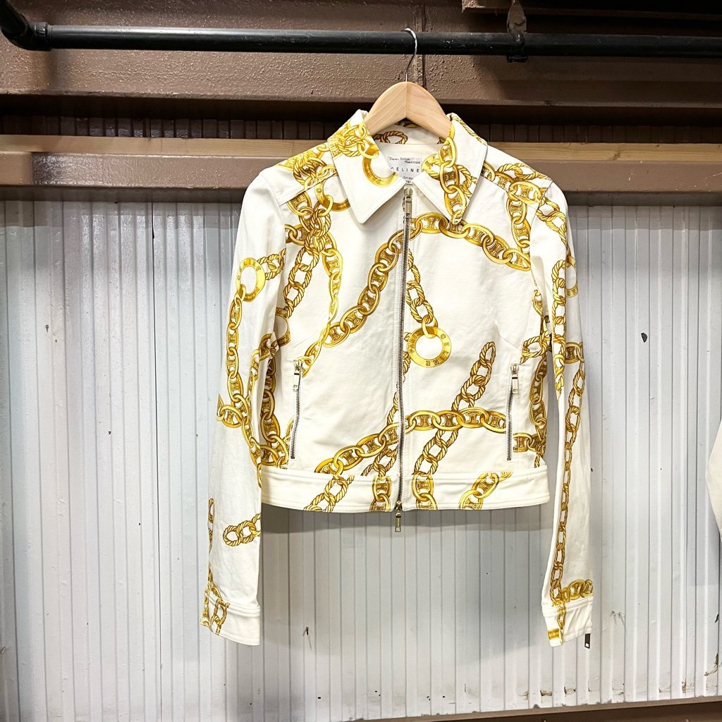 CELINE セリーヌ マカダム チェーン柄 ブルゾン ジャケット ダブル 