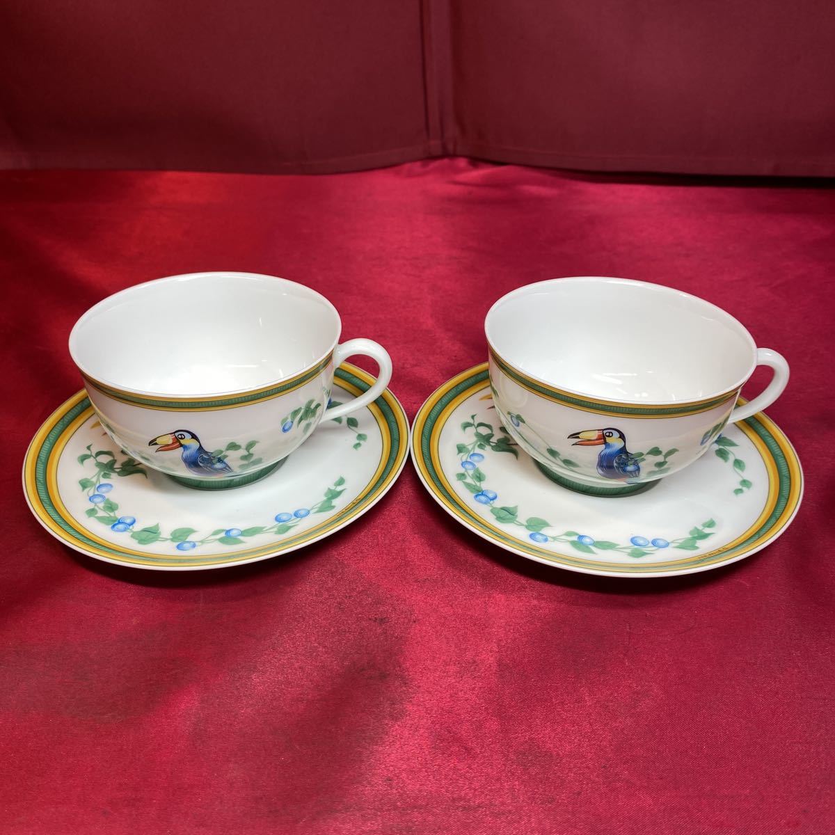 YH-2823】中古美品 HERMES エルメス Toucans トゥカン カップ&ソーサー