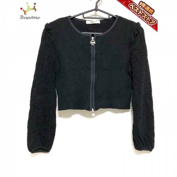 - Rene(ルネ) rene リボン ブラック 0 ルネ Rene 長袖セーター サイズ34 S - 黒 レディース 2020年/ジップアップ/パール/ラインストーン トップス