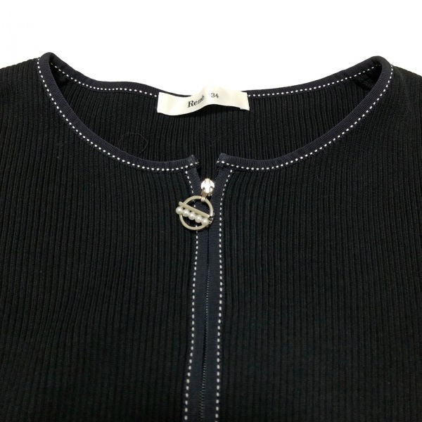- Rene(ルネ) rene リボン ブラック 0 ルネ Rene 長袖セーター サイズ34 S - 黒 レディース 2020年/ジップアップ/パール/ラインストーン トップス
