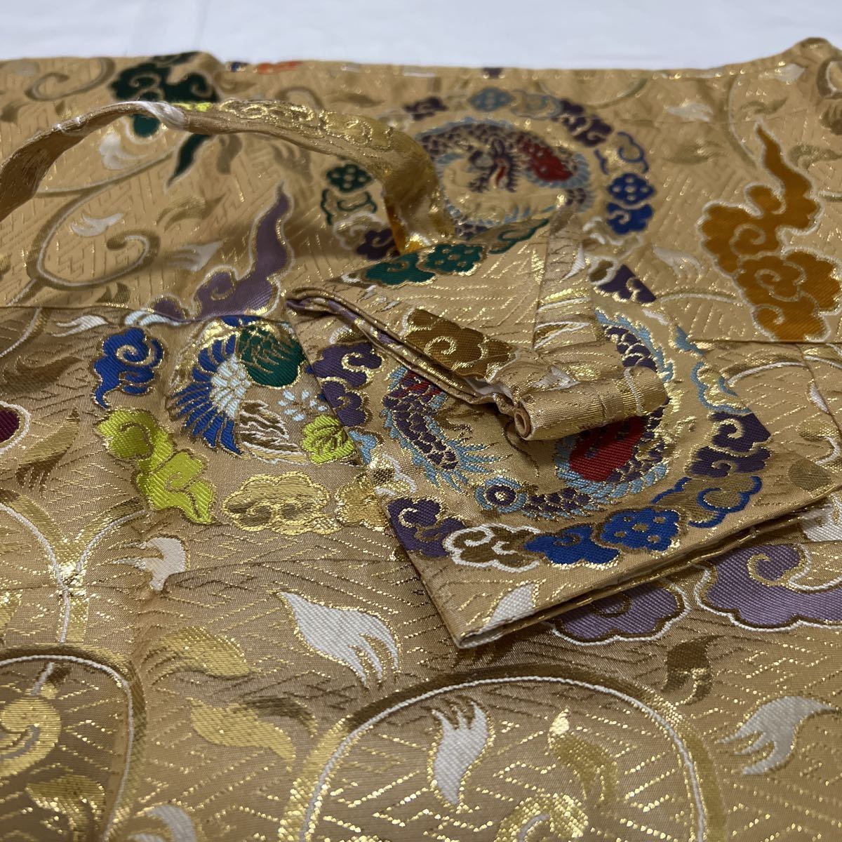 美品 浄土宗 本金製【金襴本七条袈裟】 鳳凰柄 修多羅 正絹 法要 葬儀