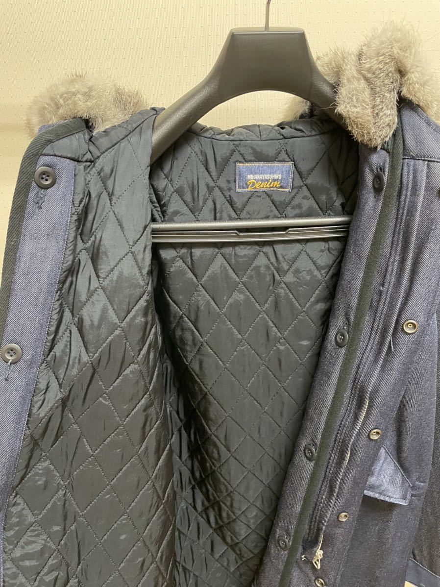ミハラヤスヒロ モッズコート DENIM ラビットファー Sサイズ 