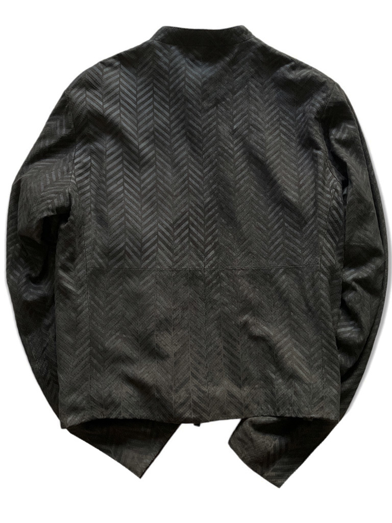 新品【EMPORIO ARMANI/アルマーニ】▼27万【ラムを超えるディア鹿革レザー】x【定番と対局な美デザイン】▼オールレザー革ブルゾン▼L