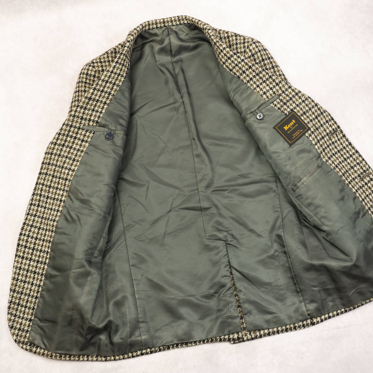 【タグ付き】 Kent VAN JACKET ツイード ジャケット ベルト付き 貫禄のツイードジャケット『KENT×VAN JACKET』S(t165-c84-w73) 千鳥格