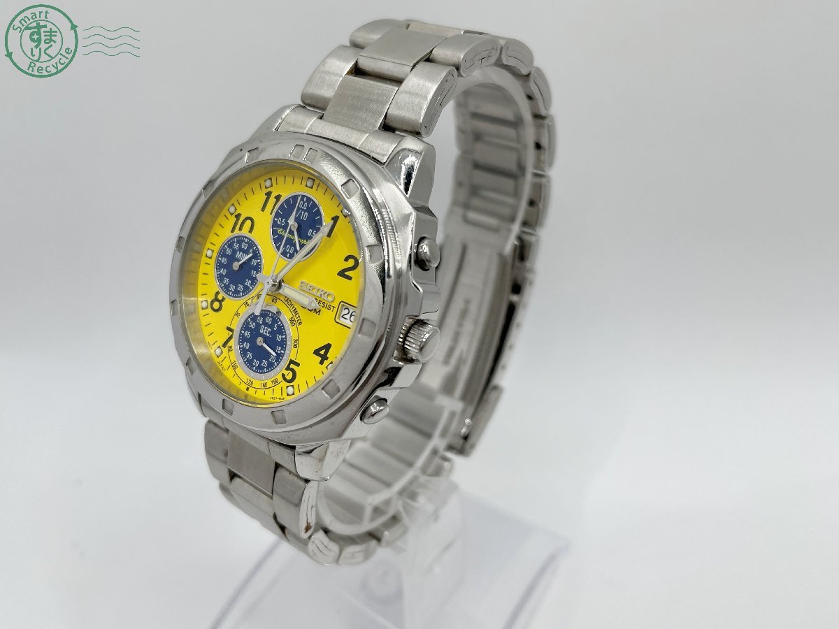 10272613 ◇ SEIKO セイコー クロノグラフ イエロー ブルー文字盤 V657 