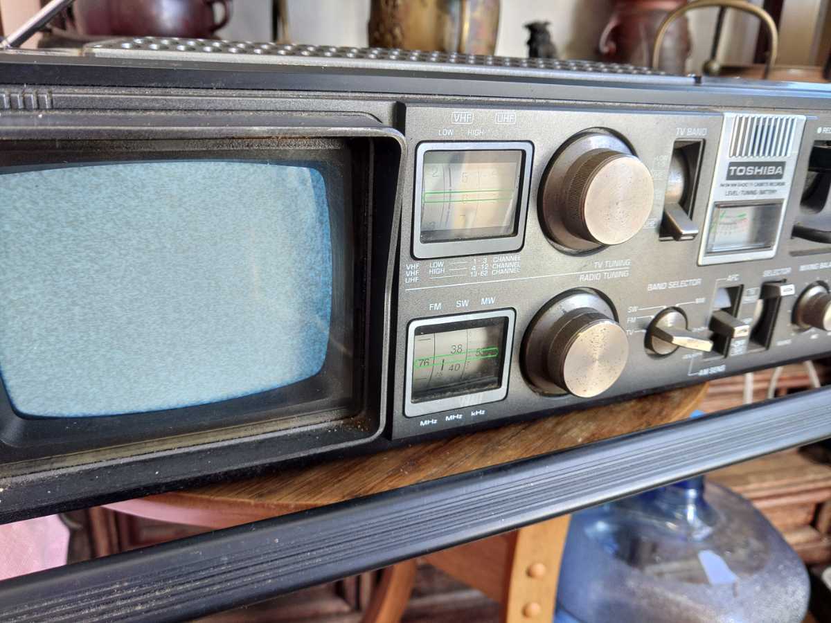 希少日立HITACHI ラジカセ TRK-8600 青｜レトロラジオ 動作品