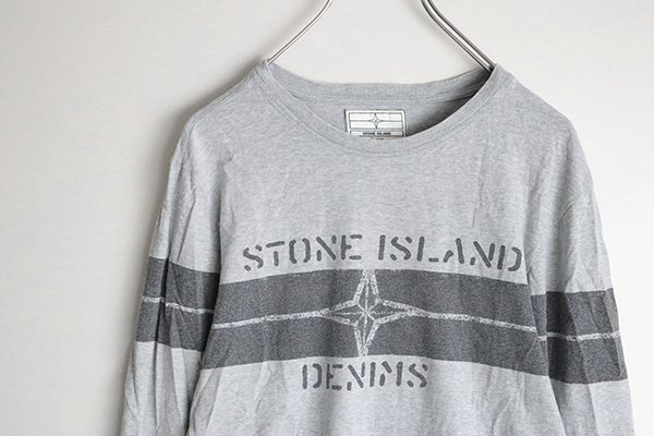 STONE ISLAND Denims ◆プリント 長袖Tシャツ グレー Sサイズ カットソー ロンT ストーンアイランド ◆XV13