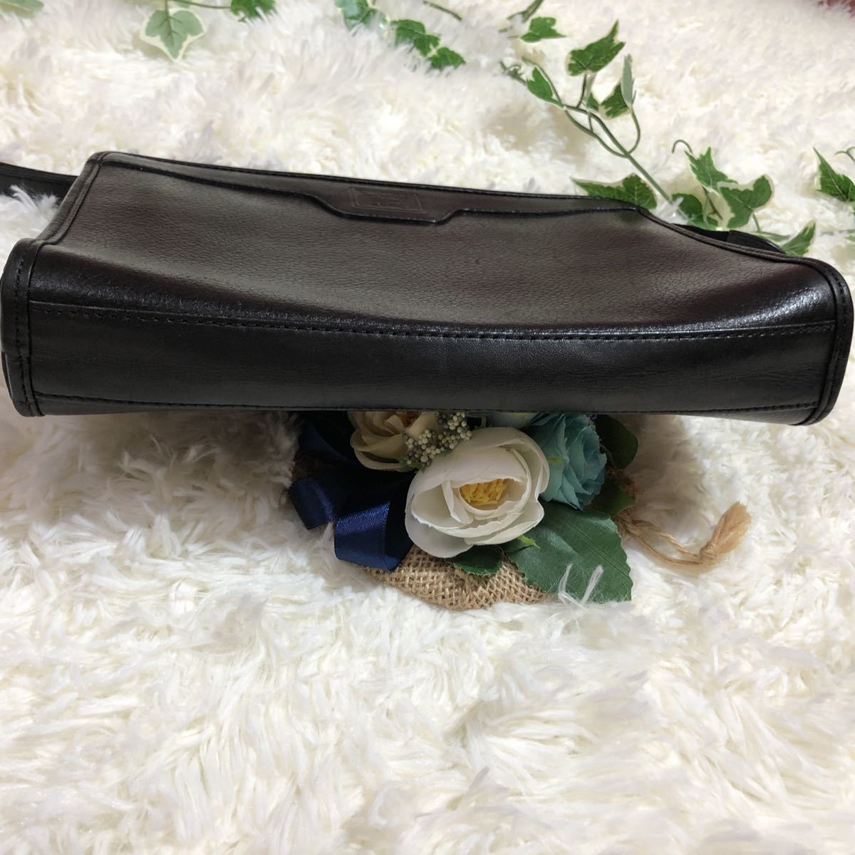 90s BURBERRY バーバリー セカンドバッグ クラッチバッグ ホース 黒
