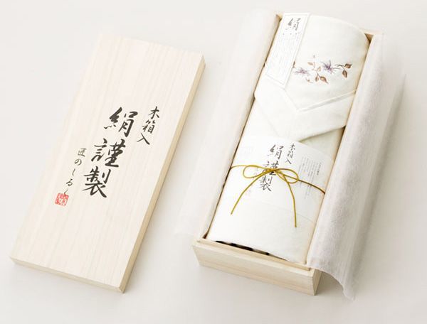 絹謹製 シルク混綿毛布2枚セット (木箱入 匠のしるし (寝具) の