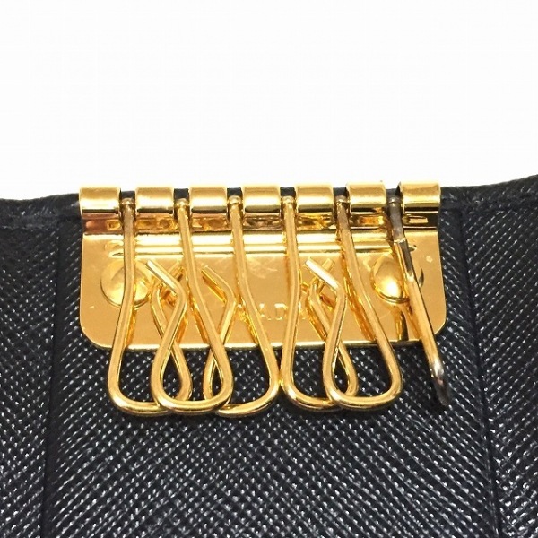 プラダ PRADA キーケース - レザー 黒 6連フック 財布 ゴールド
