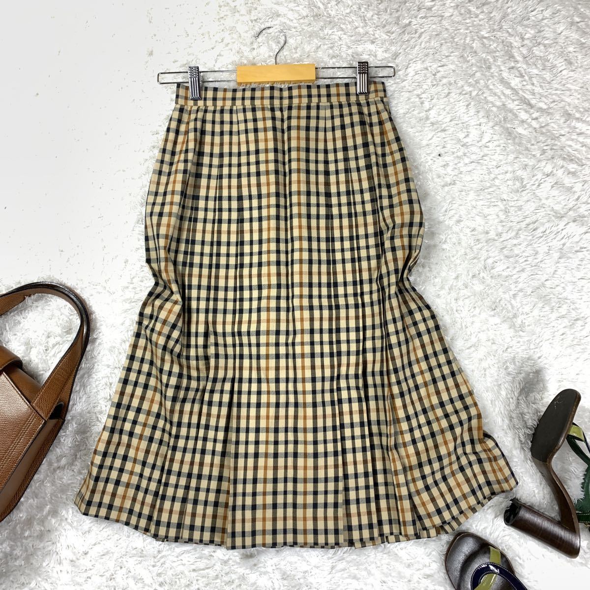 DAKS ダックス プリーツスカート チェック ウール YA625(スカート  