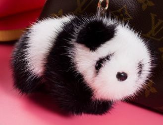 MG101【限定/パンダちゃん★最高級ミンクファーチャーム】バッグチャーム 可愛い キーホルダー フワフワ ギフト プレゼント