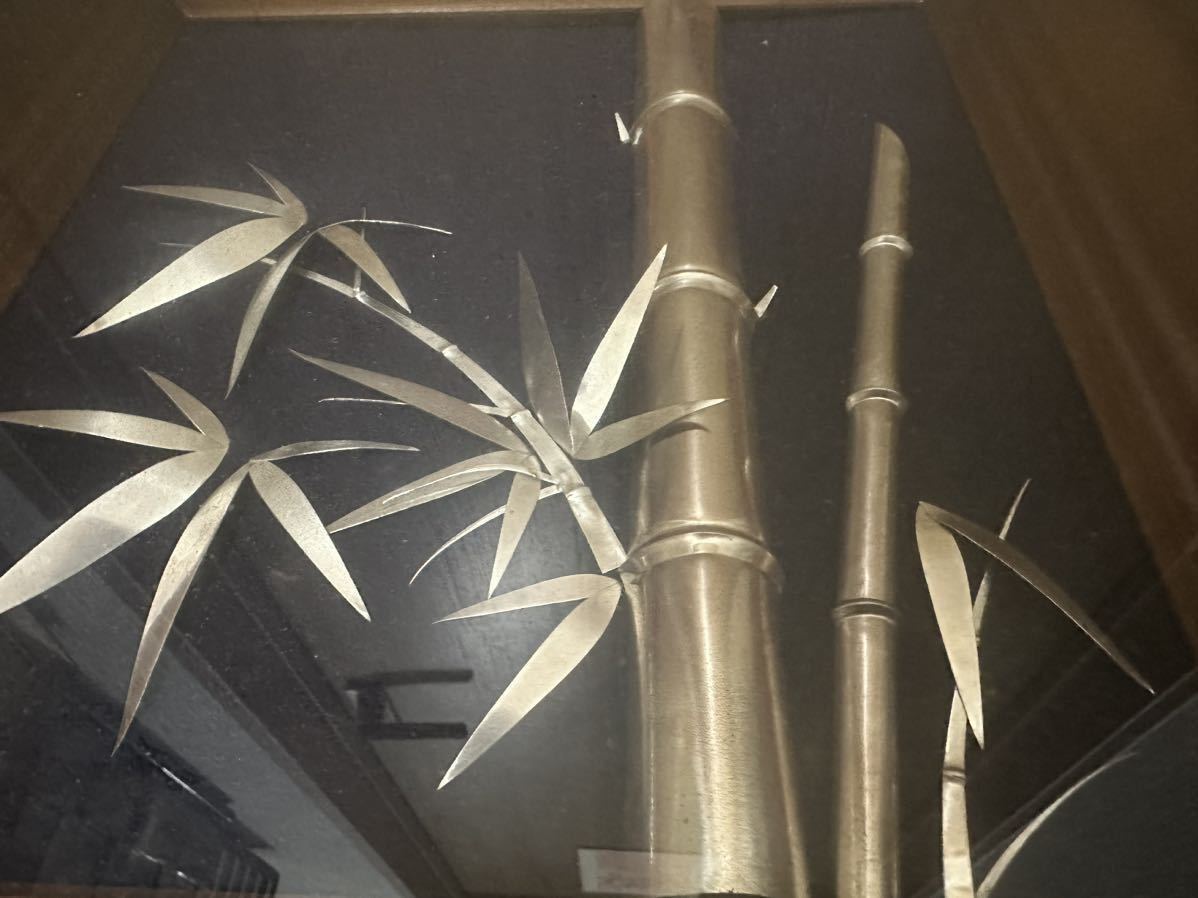金属工芸 純銀製 - 額装 嘉山作 メルカリ 竹 銀製品 Pure Silver 竹笹