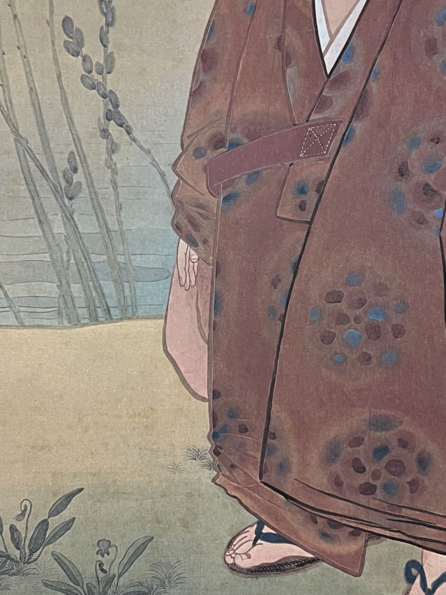 門八】［複製］□横山大観□［無我］ 絹本 共箱 人物画 日本画 絵画