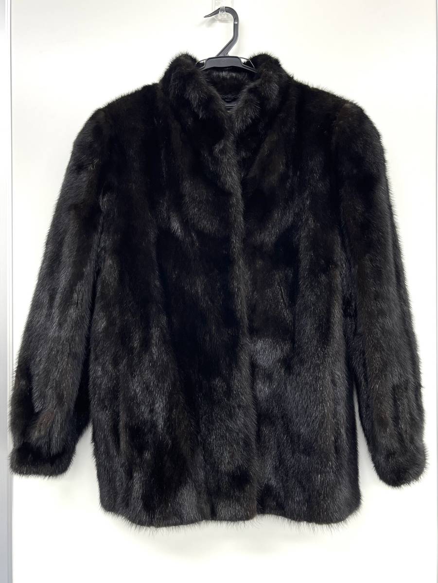 美品 ELEGANCE L FUR ミンク 毛皮 ファー コート ブラック 黒 