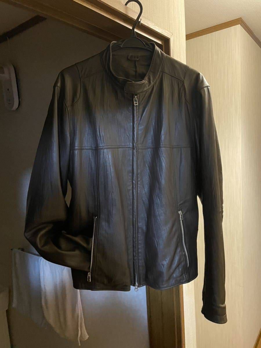 美品 UNIQLO ユニクロ シングルライダース ジャケット JUST FIT シワ
