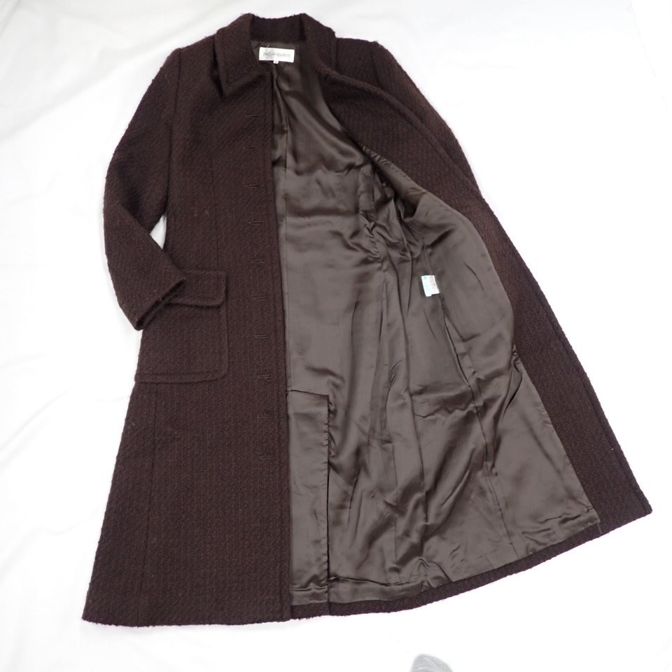 Yves Saint Laurent ダークブラウン ロングコ
