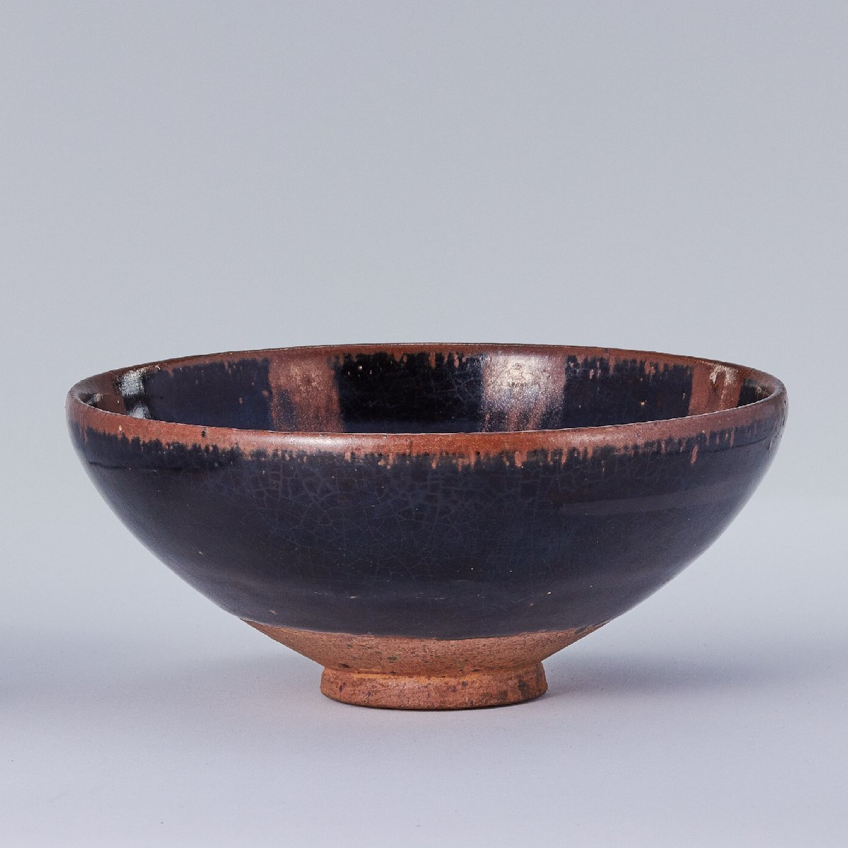 南宋 吉州窯 玳玻天目 玳玻釉牛文茶碗 剪紙紋 天目茶碗 中国古