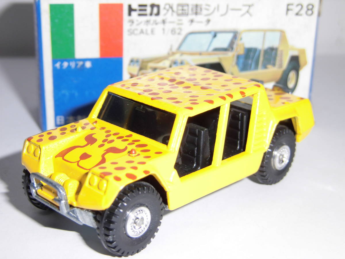 ☆F28-2-2 ランボルギーニ・チータ：LAMBORGHINI CHEETAH（イエロー/黒シート/チータ絵柄茶色タンポ）青箱・絶版希少・未使用品！