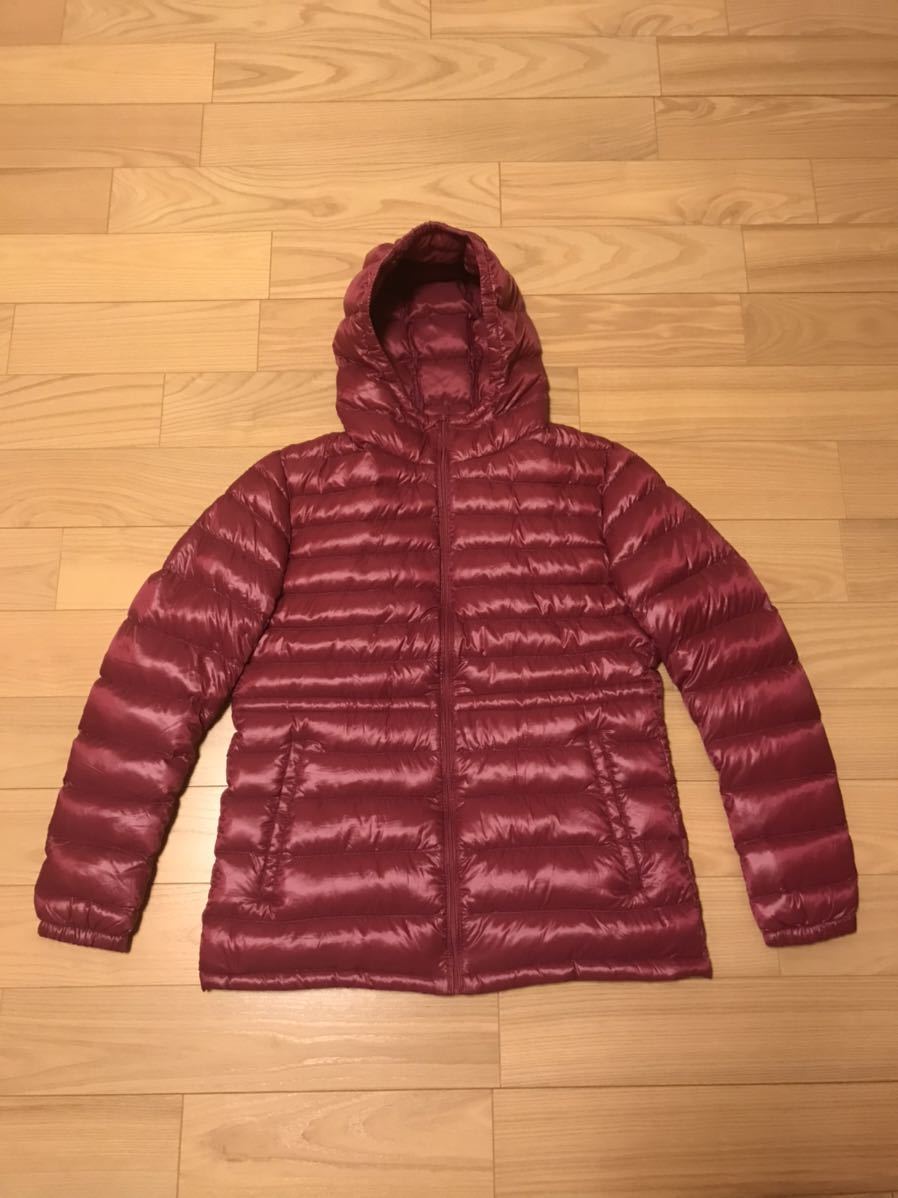 着用少な目.極美品☆UNIQLO／ユニクロ・レディースサイズL 超軽量&ウルトラライト高密度ダウン キルティングパーカ ジャケット.フーディ
