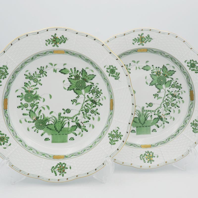限定SALE，品質保証 ヘレンド Herend インドの華 グリーン スーププレート 24.5cm 2枚 Fleurs des Indes FV ディーププレート 深皿 プレート ペア #2(ヘレンド)｜売買されたオークション情報、yahooの商品情報をアーカイブ ヘレンド