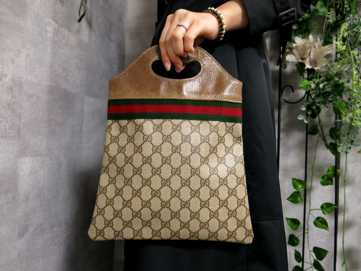 GGスプリーム グッチ 美品 シェリーライン PVC レザー GUCCI 