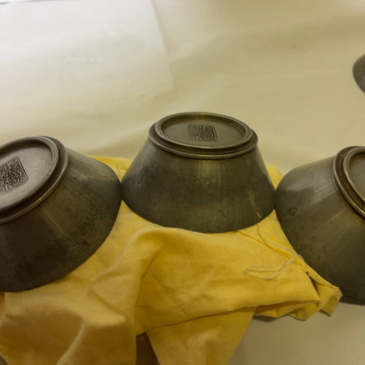 KF0093】 長江萬龍瑞香殊店 茶托 純錫 煎茶道具 古玩 茶器 文化中国行 