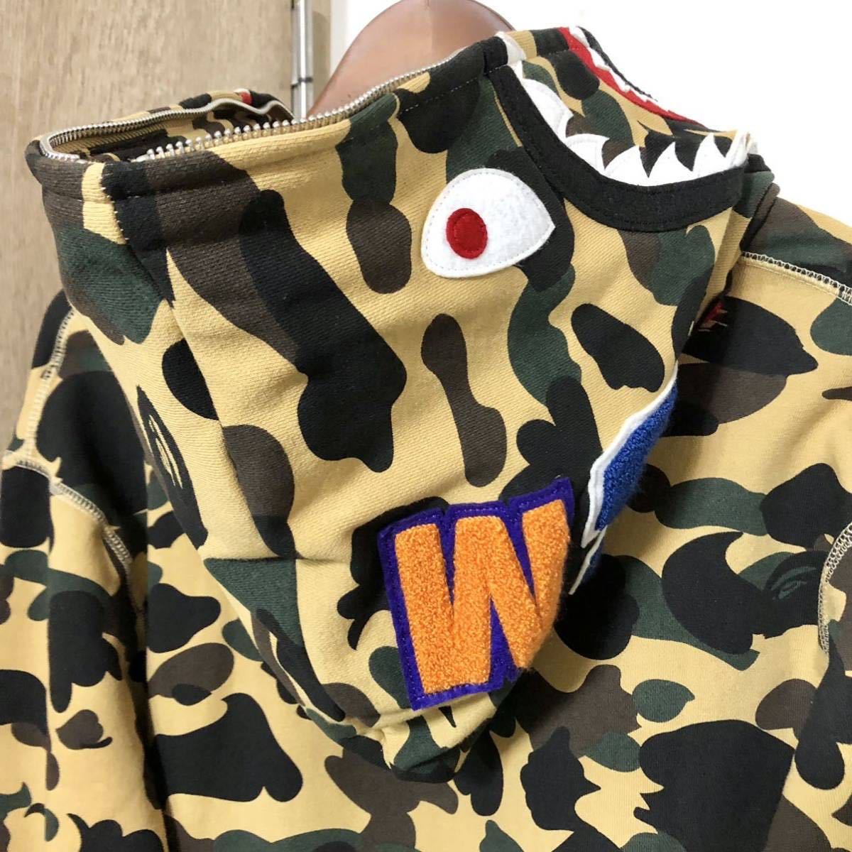 S 超綺麗 A BATHING APE BAPE CAMO SHARK FULL ZIP HOODIE ア