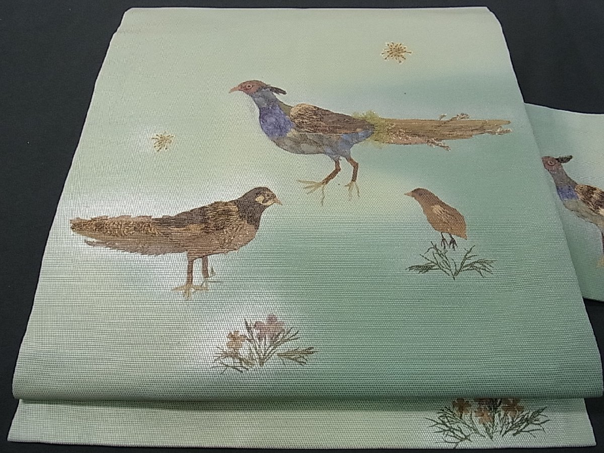 平和屋着物□押花工芸作家 建野誠一 九寸名古屋帯 花織人 押し花 尾長  