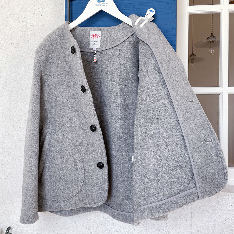 美品 USED☆DANTONダントン ウールモッサ ノーカラージャケット 