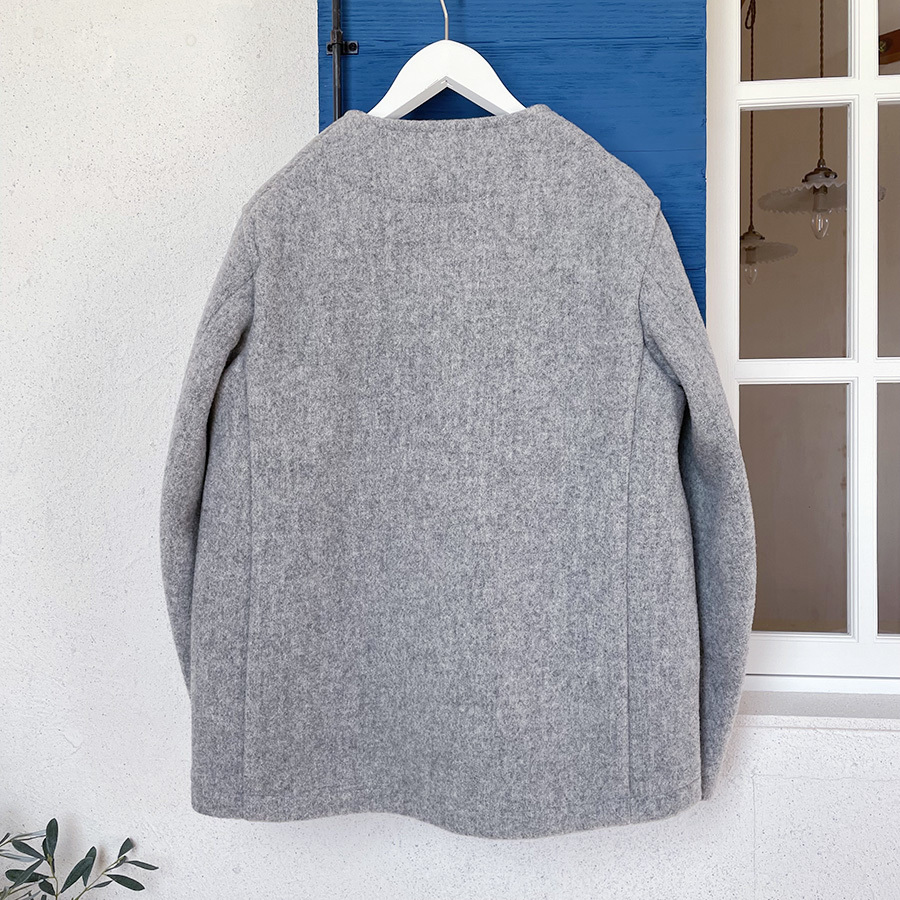 美品 USED☆DANTONダントン ウールモッサ ノーカラージャケット [杢