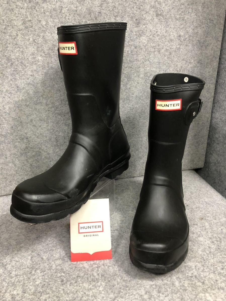 26.5〜27㎝★美品HUNTERレインブーツUK8 メンズハンターブーツ 長靴 26.5〜27㎝☆HUNTERショートレインブーツUK8 ハンター長靴 メンズ