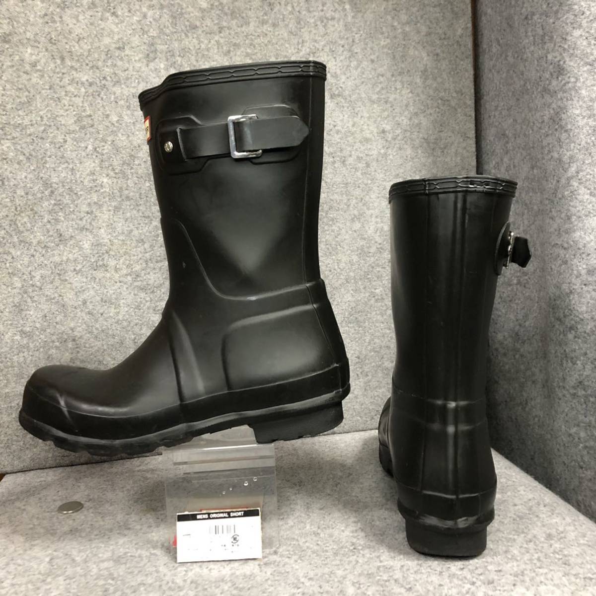 26.5〜27㎝★美品HUNTERレインブーツUK8 メンズハンターブーツ 長靴 26.5〜27㎝☆HUNTERショートレインブーツUK8 ハンター長靴 メンズ