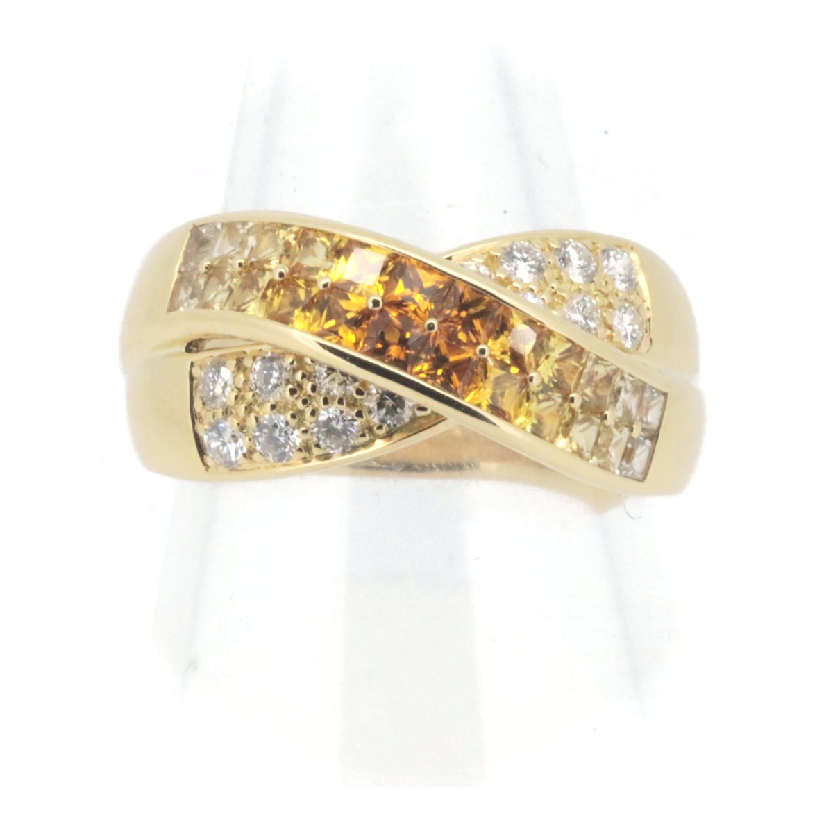 ジュネ サファイア ダイヤモンド リング 指輪 17号 S1.48ct D0.43ct K18YG(18金 イエローゴールド) 質屋出品